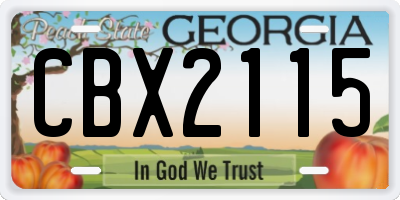 GA license plate CBX2115