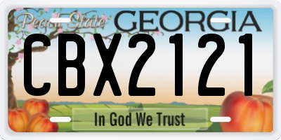 GA license plate CBX2121