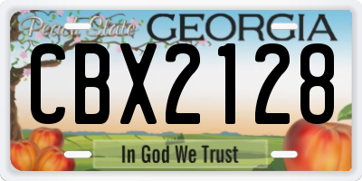 GA license plate CBX2128