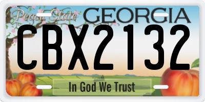 GA license plate CBX2132