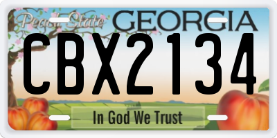 GA license plate CBX2134