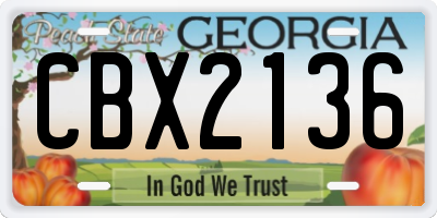 GA license plate CBX2136