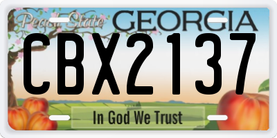 GA license plate CBX2137