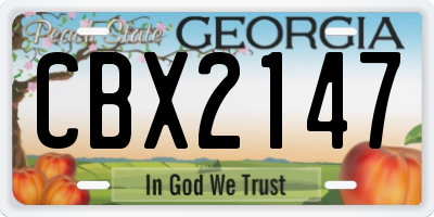 GA license plate CBX2147