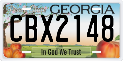 GA license plate CBX2148