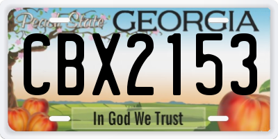 GA license plate CBX2153