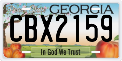 GA license plate CBX2159