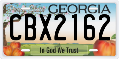 GA license plate CBX2162