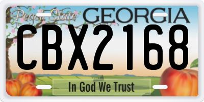 GA license plate CBX2168