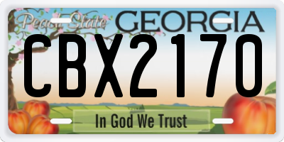 GA license plate CBX2170