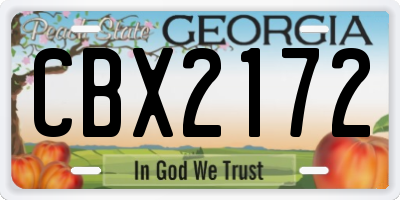 GA license plate CBX2172