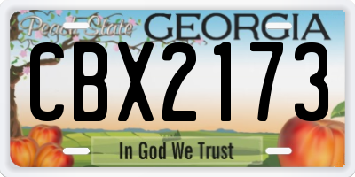 GA license plate CBX2173