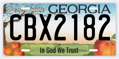 GA license plate CBX2182