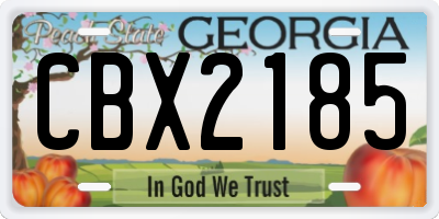 GA license plate CBX2185