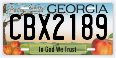 GA license plate CBX2189