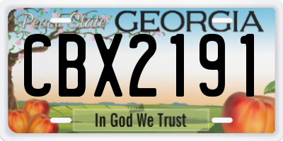 GA license plate CBX2191