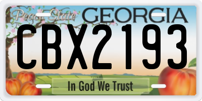GA license plate CBX2193