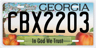 GA license plate CBX2203
