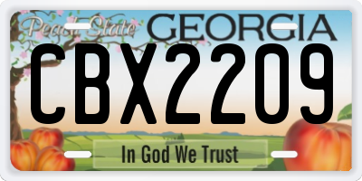GA license plate CBX2209