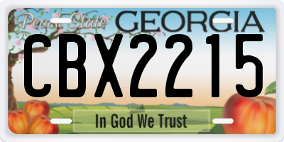 GA license plate CBX2215