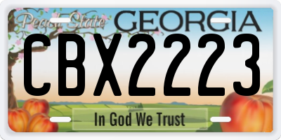 GA license plate CBX2223