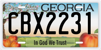 GA license plate CBX2231