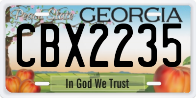 GA license plate CBX2235