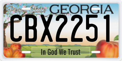 GA license plate CBX2251