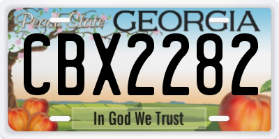 GA license plate CBX2282