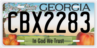 GA license plate CBX2283