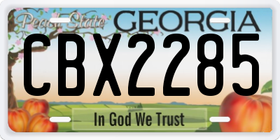 GA license plate CBX2285