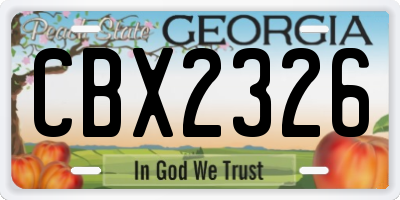 GA license plate CBX2326