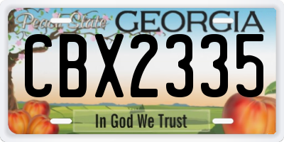 GA license plate CBX2335