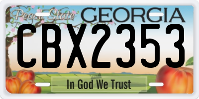 GA license plate CBX2353