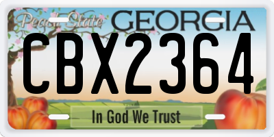 GA license plate CBX2364
