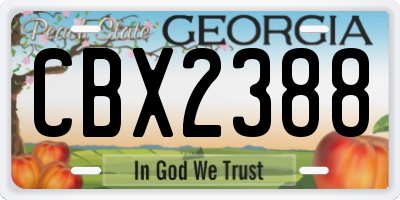 GA license plate CBX2388