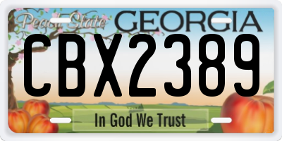 GA license plate CBX2389