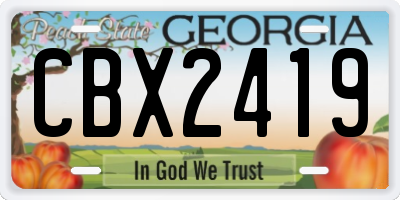 GA license plate CBX2419