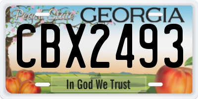 GA license plate CBX2493