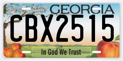 GA license plate CBX2515