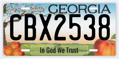 GA license plate CBX2538