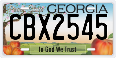 GA license plate CBX2545