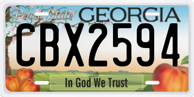 GA license plate CBX2594