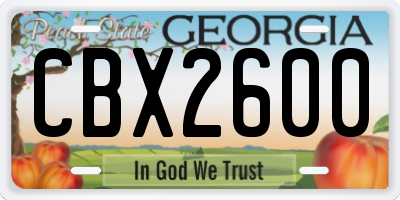 GA license plate CBX2600