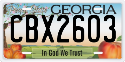 GA license plate CBX2603