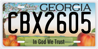 GA license plate CBX2605