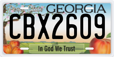 GA license plate CBX2609