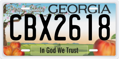 GA license plate CBX2618