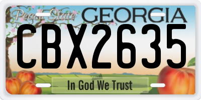 GA license plate CBX2635