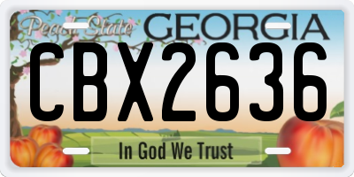 GA license plate CBX2636